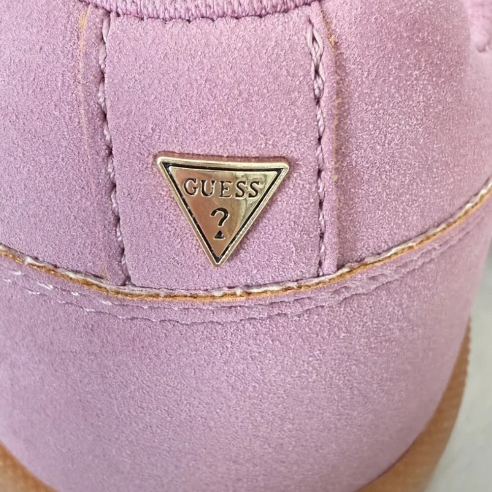 GUESS Women’s Pelara Retro Low-Top Faux Suede Sneakers Pink/Mauve Size 7 New - Picture 9 of 11